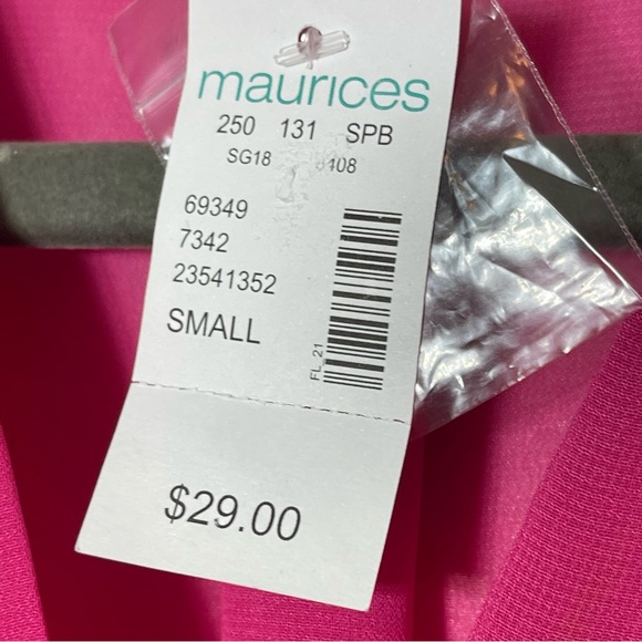 NWT, Maurices Sheer Faux Wrap Blouse. Size Small. Bright Pink. Cutouts - Picture 5 of 9